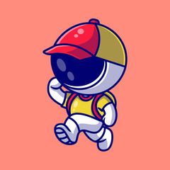 Cute astronaut courier service cartoon icon illustration
