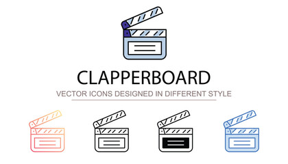 Fototapeta premium Clapperboard icon design with white background stock illustration