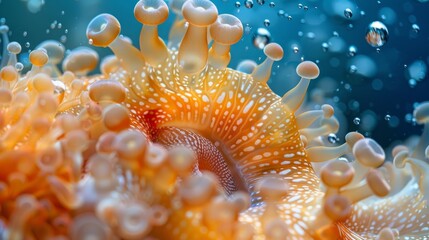Vibrant coral blooming in crystal clear ocean water