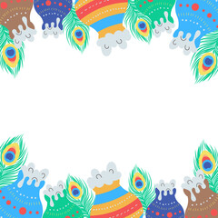 India Krishna Janmashtami vector cartoon illustration