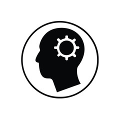 a head with setting icon vector silhouette, 