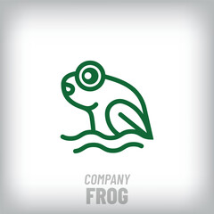 Unique linear frog modern logo. Corporate company and ecology-nature icon. vector