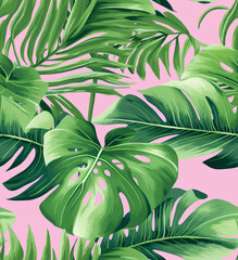 seamless pattern with green leaves