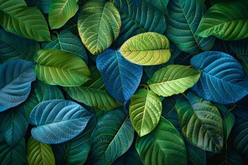 Fototapeta premium The leaves of Spathiphyllum cannifolium are abstractly textured, green in nature, and tropical in shape