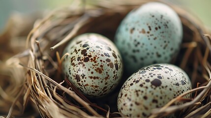 Obraz premium Their homes of birds containing eggs