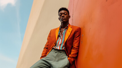 portrait of a young Black man dressed in contemporary urban fashion