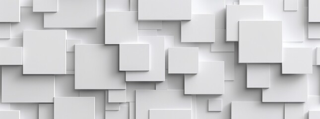 Obraz premium Block background wallpaper banner with white cube boxes shifted randomly