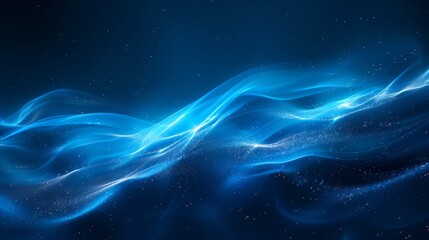 Obraz premium Blue Ethereal Waves and Sparkles Abstract Art