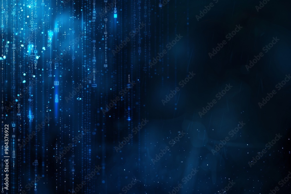 Aufkleber an image of blue binary data on a computer screen