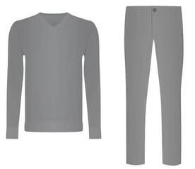V neck  cardigan and pants. vector illustration