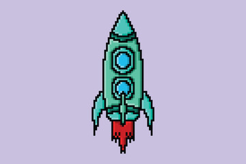Pixel art spaceship design vector 