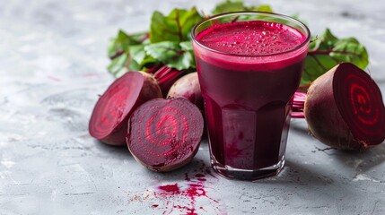 Enjoy a delicious beetroot juice made with fresh beetroots and greens for a healthy, uplifting drink
