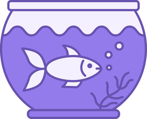 Colored Aquarium Icon. Vector Icon of Aquarium with Floating Fish. Pet Concept