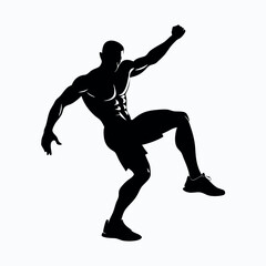 a body builder doing excersise vector silhouette, isolated white background