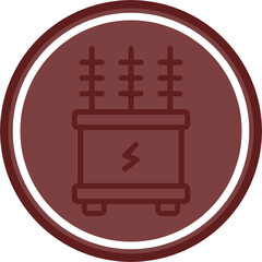 Power Transformer Vector Line Double Circle Maroon