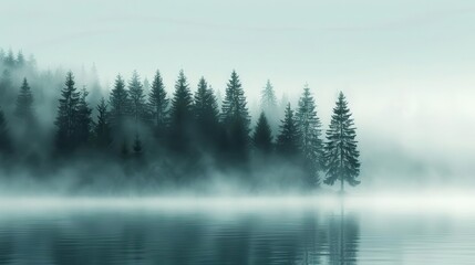 Obraz premium Abstract foggy landscapes with muted tones, nature background, ethereal mist
