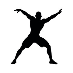 a body builder doing excersise vector silhouette, isolated white background