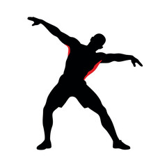 a body builder doing excersise vector silhouette, isolated white background