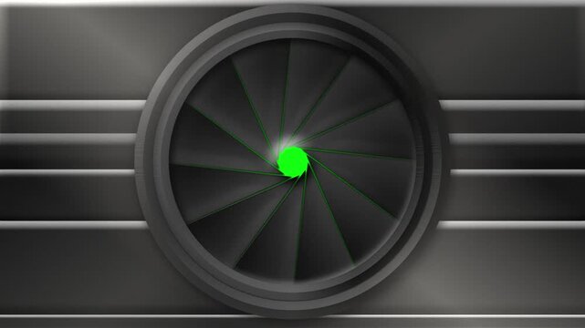 Camera Iris Shutter opening closing door with chroma key reveal and zoom Transition overlay