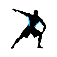 a body builder doing excersise vector silhouette, isolated white background