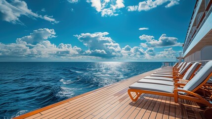 The expansive and pristine deck of a cruise ship