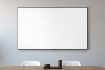 TV screen mockup png meeting room, transparent design