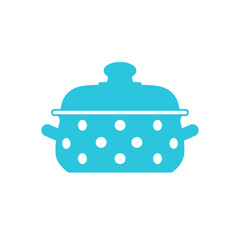 Polka dot vintage cooking pot  icon. Isolated on white background. From blue icon set.
