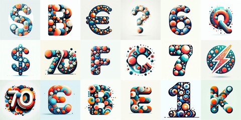 Obraz premium circles shapes Lettering Typeface. AI generated illustration