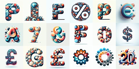 Obraz premium circles shapes Lettering Typeface. AI generated illustration