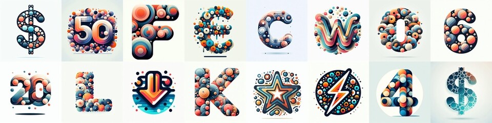 Obraz premium circles shapes Lettering Typeface. AI generated illustration