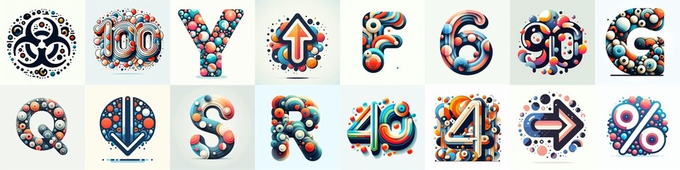 circles shapes Lettering Typeface. AI generated illustration