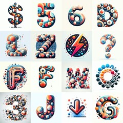 circles shapes Lettering Typeface. AI generated illustration