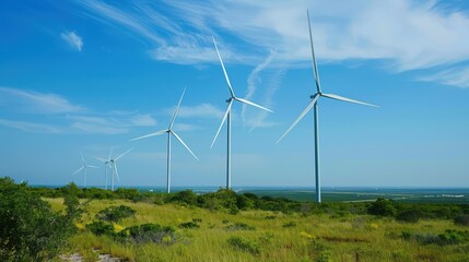 Wind turbines in a rural landscape, symbolizing the use of latest technology for energy production