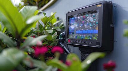 A smart irrigation control panel, allowing customization of watering schedules based on weather conditions and soil moisture levels.