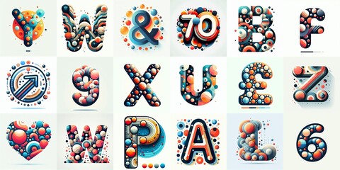 Naklejka premium circles shapes Lettering Typeface. AI generated illustration