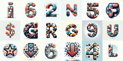 circles shapes Lettering Typeface. AI generated illustration