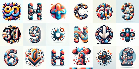 circles shapes Lettering Typeface. AI generated illustration