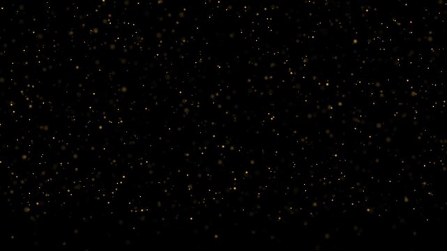  Abstract image of golden particles falling against a black backdrop, creating a starry night effect. Perfect for festive, celebratory, or magical themes. High quality 4k footage