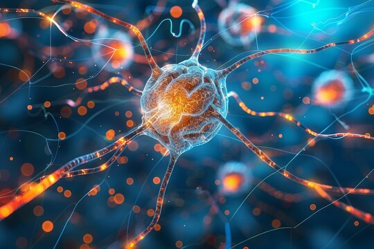 Illuminated neural network in a deep blue cosmos representing advanced connectivity in the digital age