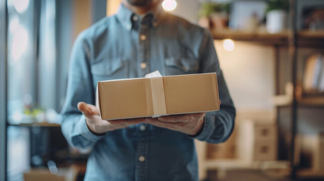 A customer service representative handling inquiries about package tracking and delivery times. stock image, hd quality