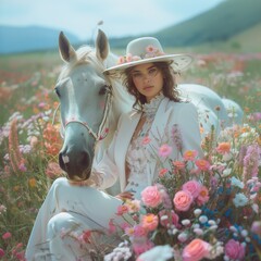 Beautiful girl in flowers