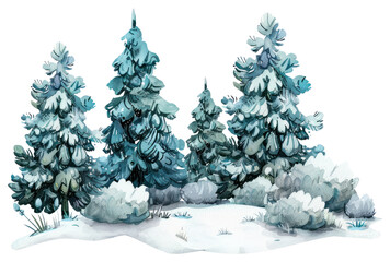 Obraz premium PNG Snowy evergreen forest illustration