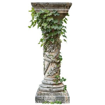 recommend clip art: Antique column with overgrown foliage clip art