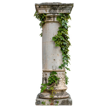 recommend clip art: Antique column with overgrown foliage clip art