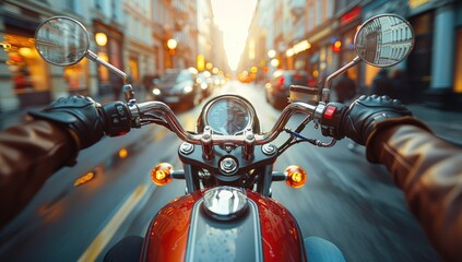 A man riding a motorbike with a first person view.