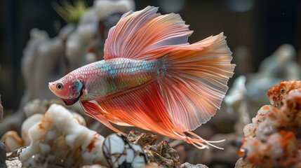 Obraz premium Colorful Betta Fish in Aquarium