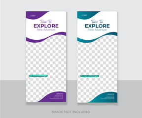 Travel business agency modern x stand rollup, pullup or signage banner design vector template