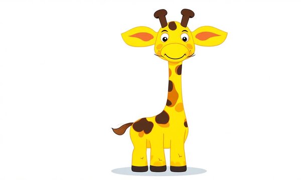  Cute cartoon giraffe isolated on white background. Vector illustration