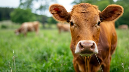cows grazing in the pasture and a quaint red barn in the background