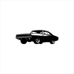 silhouette drawing muscle car